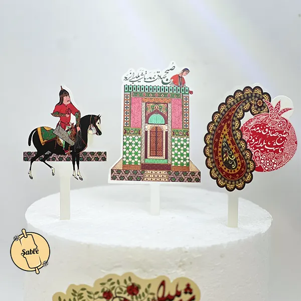 ست تاپر 4 تکه یلدایی طرح مینیاتور و اسب سوار