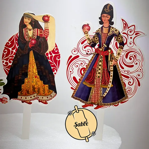 ست تاپر 4 تکه یلدایی طرح خاتون و انار